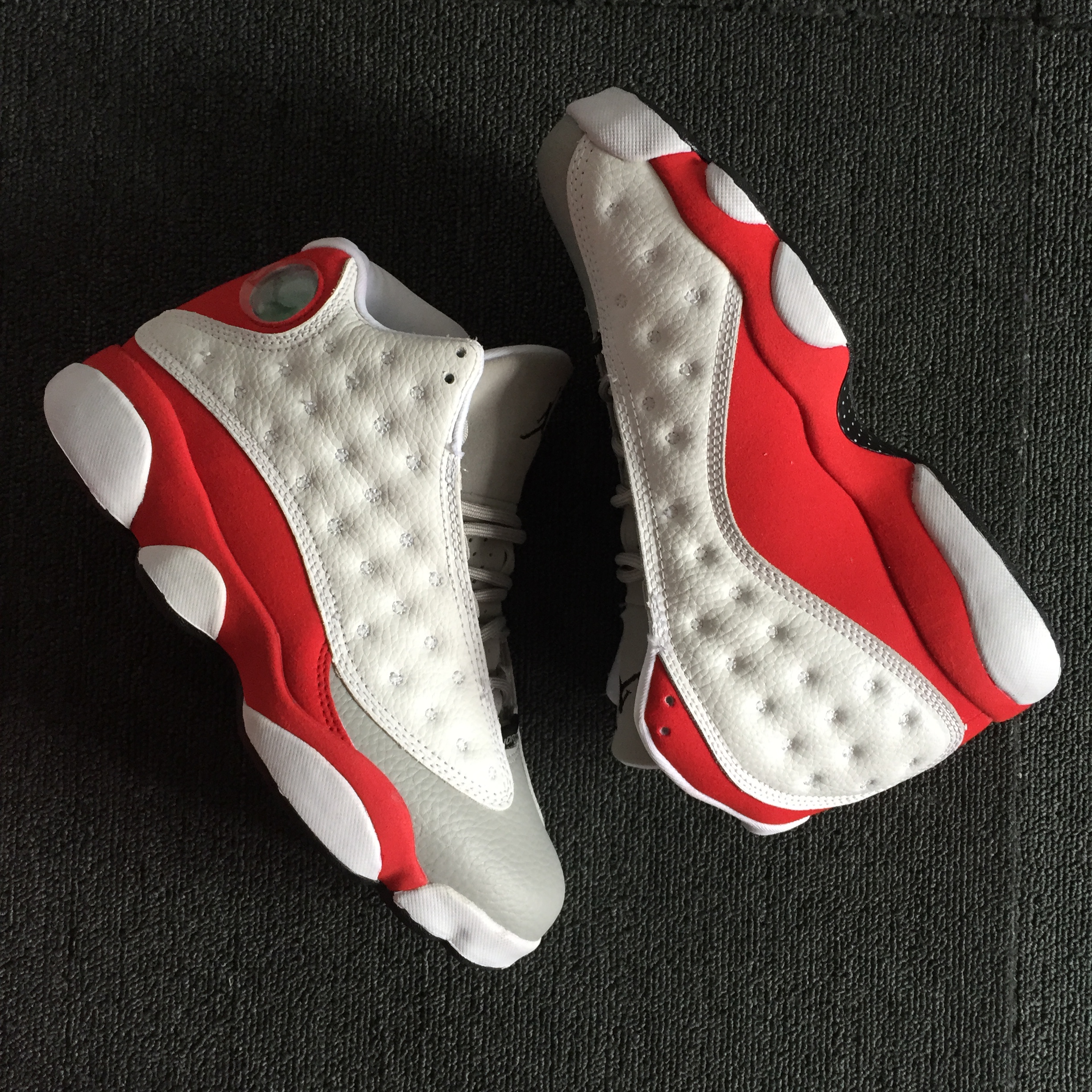 New Air Jordan 13 Kidd White Grey Red Shoes - Click Image to Close